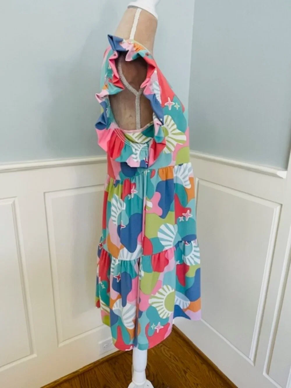 Michelle McDowell Everly Dress Ruffled Coastal Cover Up Dress Resortwear Medium - Picture 4 of 8